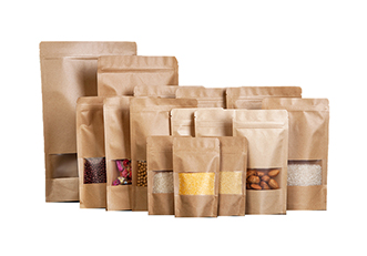 Brown Kraft Paper Standup Bag With Frosted Window